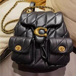 Coach Black Quilted Leather Mini Backpack with Gold Hardware